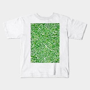 Green Leaf Strands Pattern Artwork, Hand Painted and Digitally Enhanced Kids T-Shirt